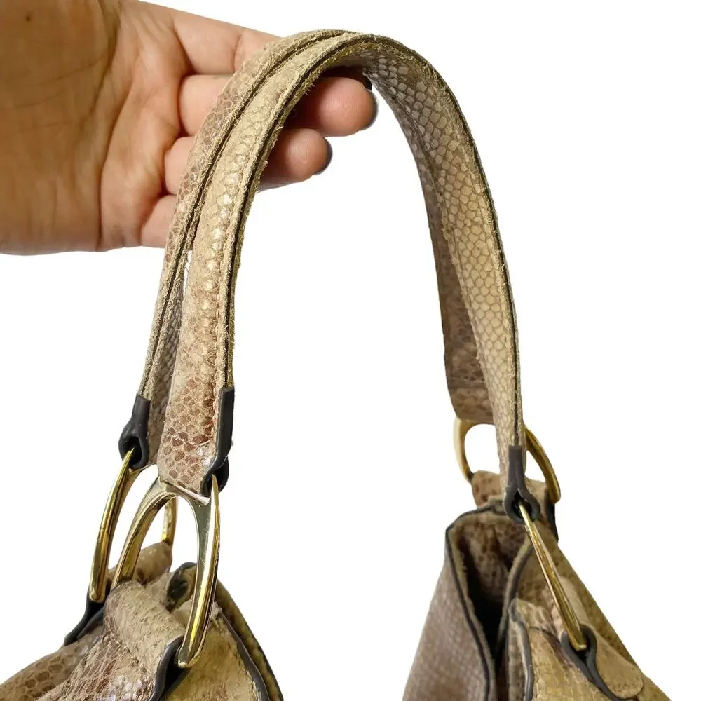 G.I.L.I Leather Snake Print Hobo Tote Shoulder Bag Purse